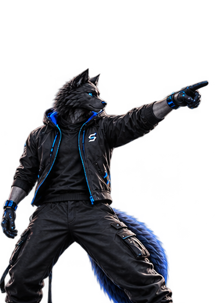 Snaiotech mascot pointing to get started